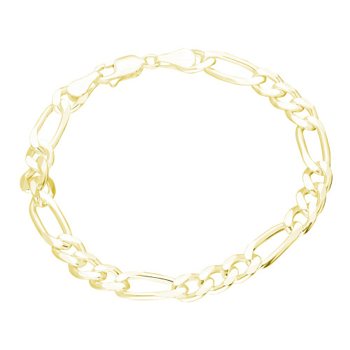 Glorria 925k Sterling Silver Yellow Figaro Chain Bracelet