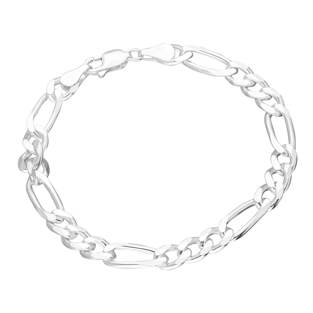 Glorria 925k Sterling Silver Figaro Chain Bracelet