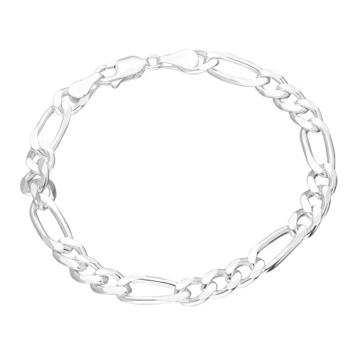 Glorria 925k Sterling Silver Figaro Chain Bracelet Glorria 925k Sterling Silver Figaro Chain Bracelet