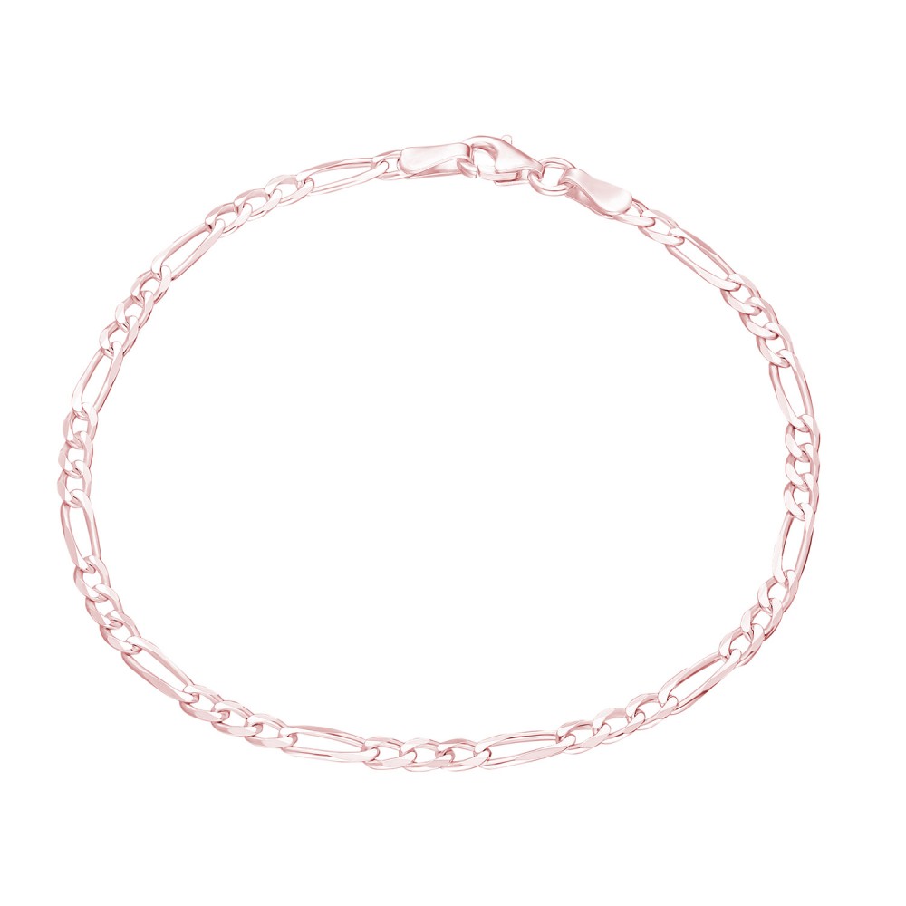 Glorria 925k Sterling Silver Rose Figaro Chain Bracelet