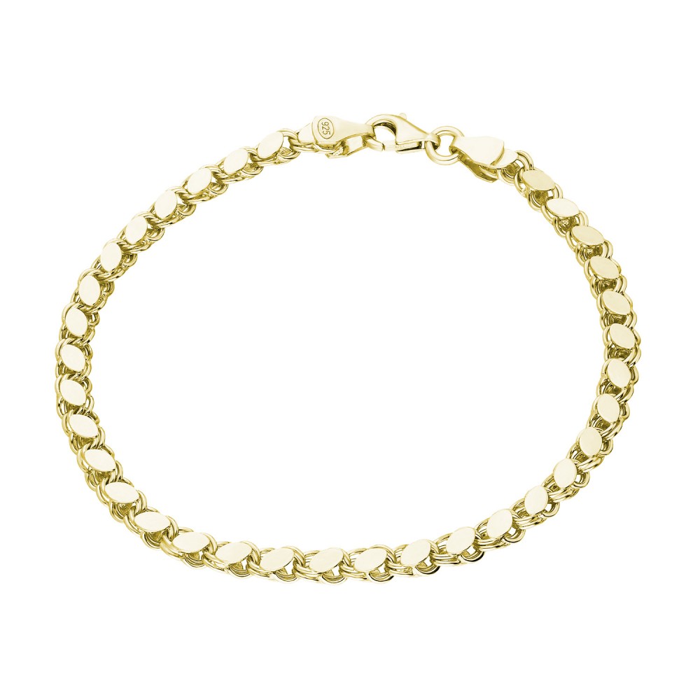 Glorria 925k Sterling Silver Yellow Scaled Chain Bracelet
