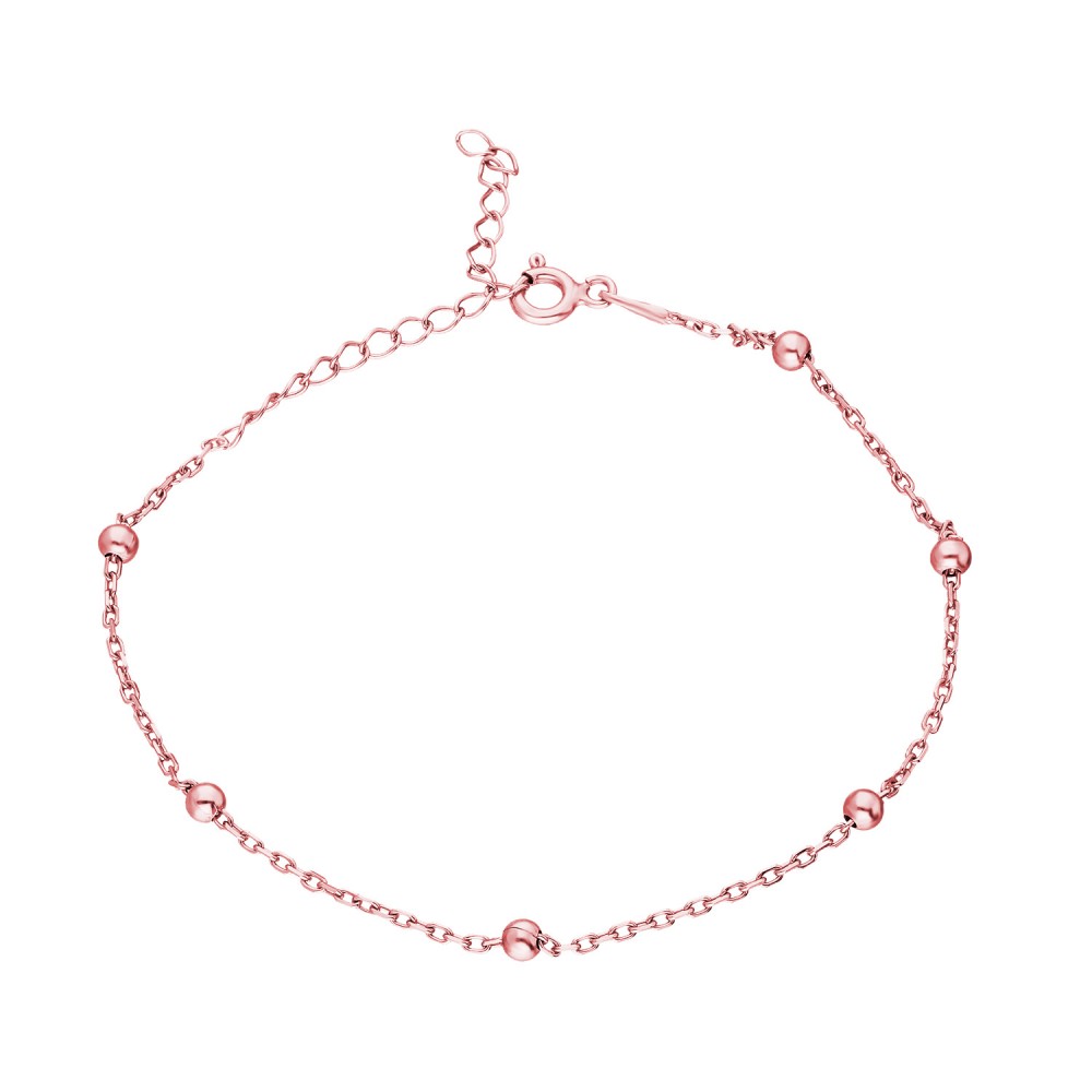 Glorria 925k Sterling Silver Rose Ball Chain Bracelet