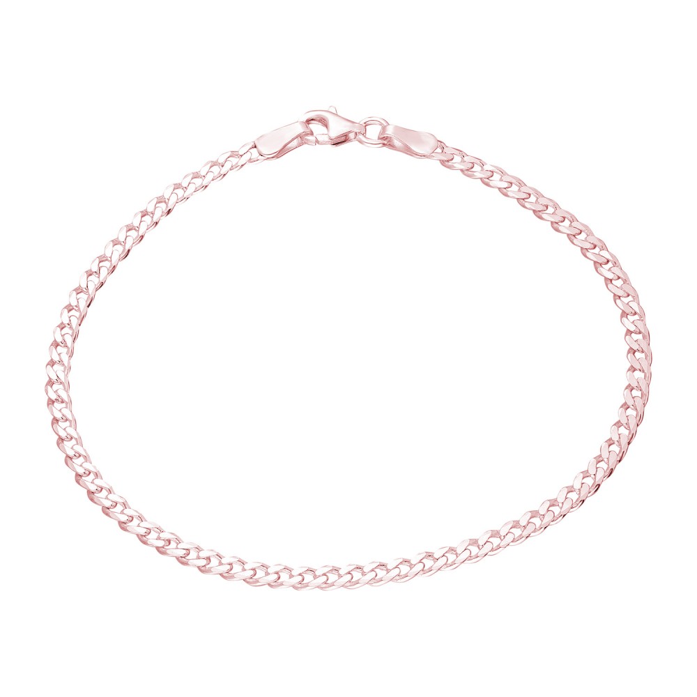 Glorria 925k Sterling Silver Rose Curb Chain Bracelet