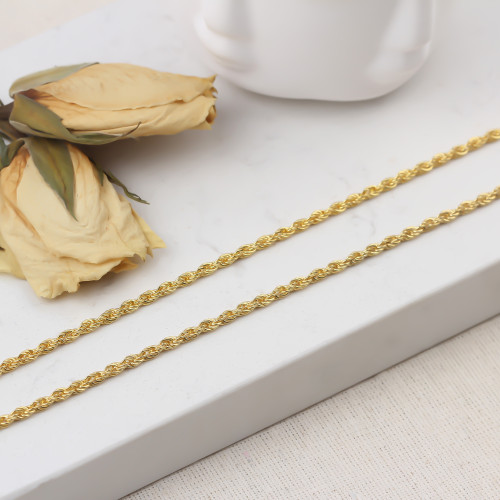 Glorria 925k Sterling Silver 4 mm Rope Twist Chain Necklace