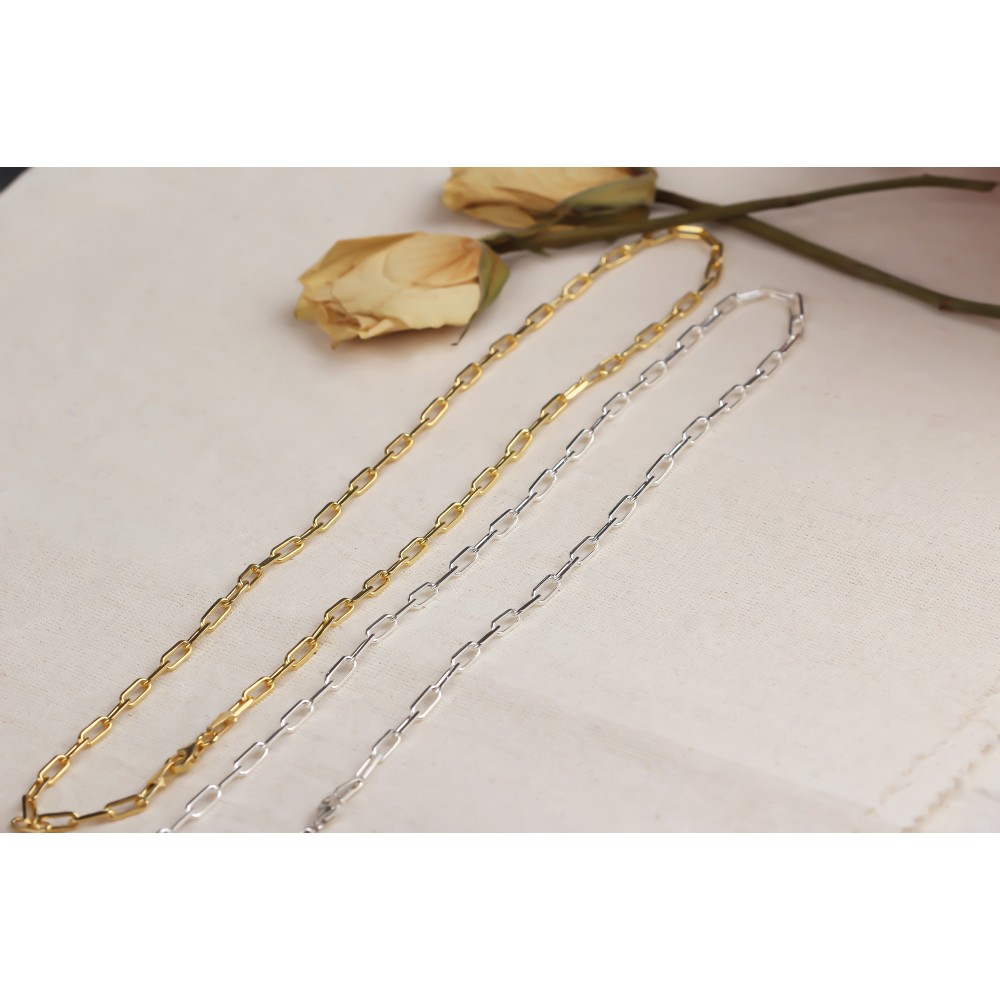 Glorria 925k Sterling Silver Link Chain Necklace Glorria 925k Sterling Silver Link Chain Necklace