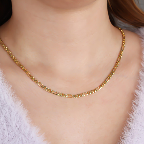 Glorria 925k Sterling Silver Figaro Chain Necklace