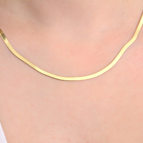 Glorria 925k Sterling Silver Italian Flat Chain Necklace