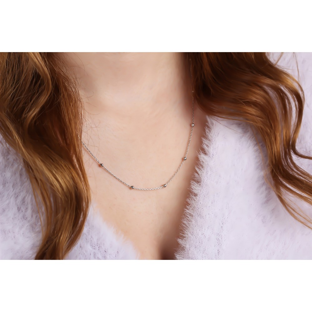 Glorria 925k Sterling Silver Ball Chain Necklace Glorria 925k Sterling Silver Ball Chain Necklace