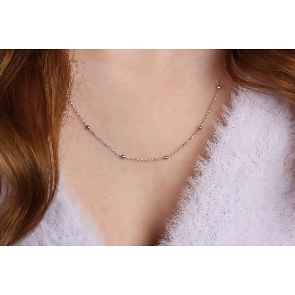 Glorria 925k Sterling Silver Ball Chain Necklace Glorria 925k Sterling Silver Ball Chain Necklace