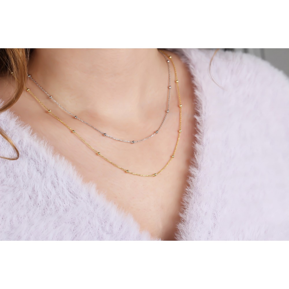 Glorria 925k Sterling Silver Ball Chain Necklace Glorria 925k Sterling Silver Ball Chain Necklace