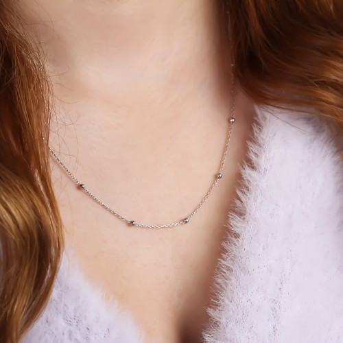 Glorria 925k Sterling Silver Ball Chain Necklace