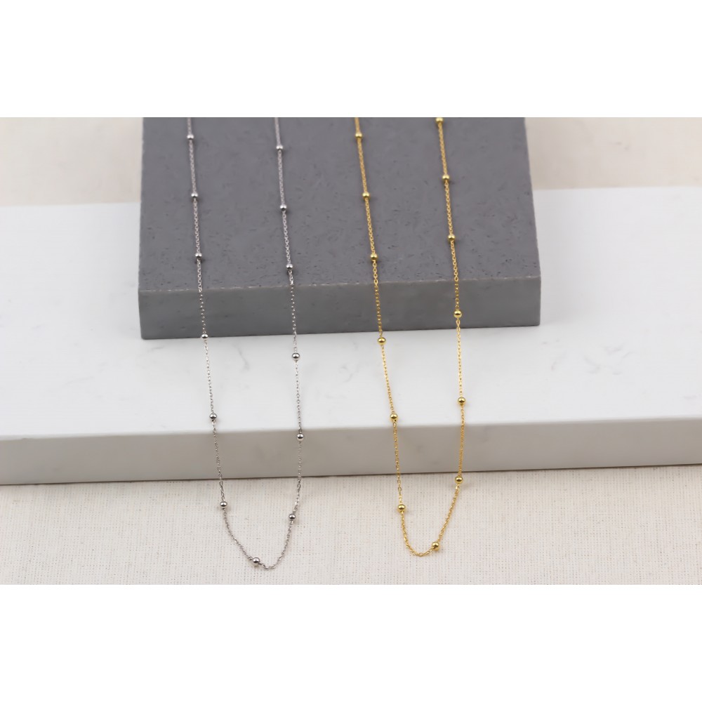 Glorria 925k Sterling Silver Ball Chain Necklace Glorria 925k Sterling Silver Ball Chain Necklace