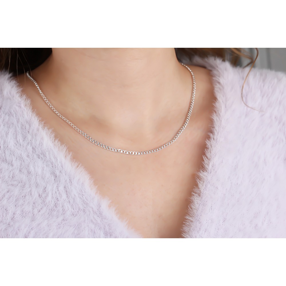 Glorria 925k Sterling Silver Curb Chain Necklace Glorria 925k Sterling Silver Curb Chain Necklace