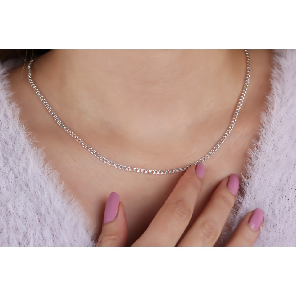 Glorria 925k Sterling Silver Curb Chain Necklace