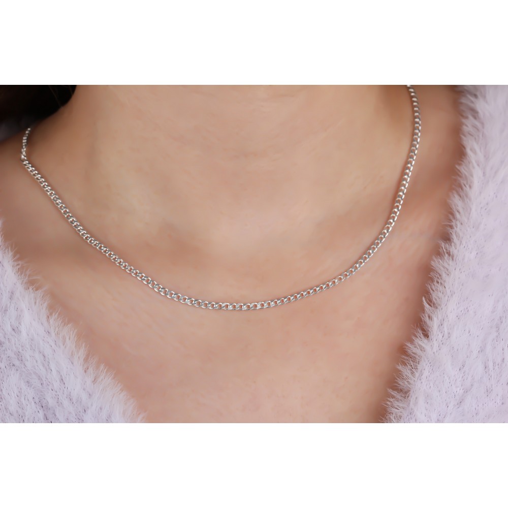 Glorria 925k Sterling Silver Curb Chain Necklace