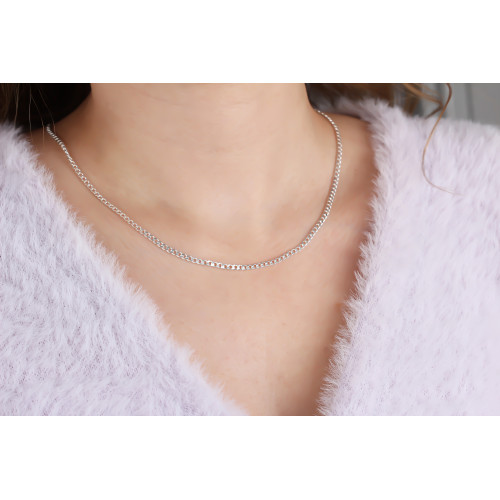 Glorria 925k Sterling Silver Curb Chain Necklace