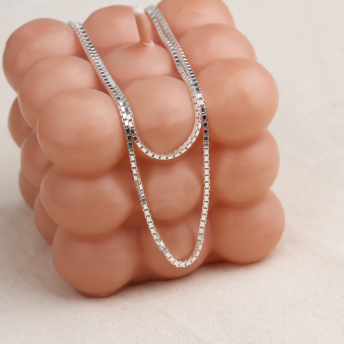 Glorria 925k Sterling Silver Cube Chain Necklace