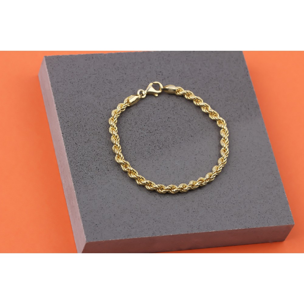 Glorria 925k Sterling Silver Rope Twist Chain Bracelet