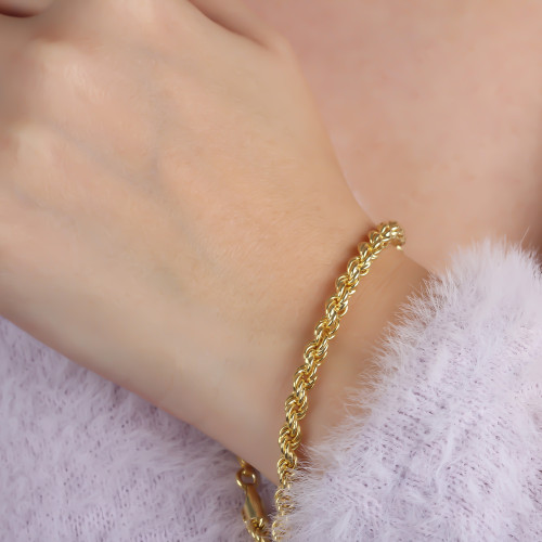 Glorria 925k Sterling Silver Rope Twist Chain Bracelet