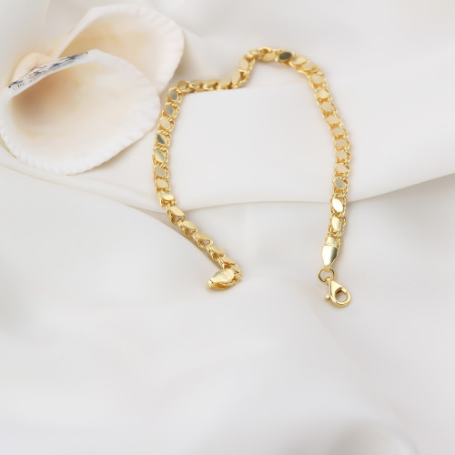 Glorria 925k Sterling Silver Barley Scale Chain Bracelet