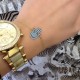 Glorria 14k Solid Gold Turquoise Pave Hamsa Hands Bracelet