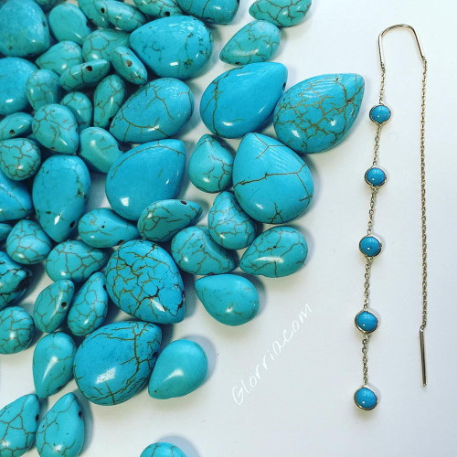 Glorria 14k Solid Gold Turquoise Shake Earring Glorria 14k Solid Gold Turquoise Shake Earring