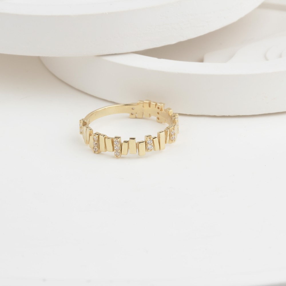Glorria 14k Solid Gold Stone-Set Asymmetrical Ring