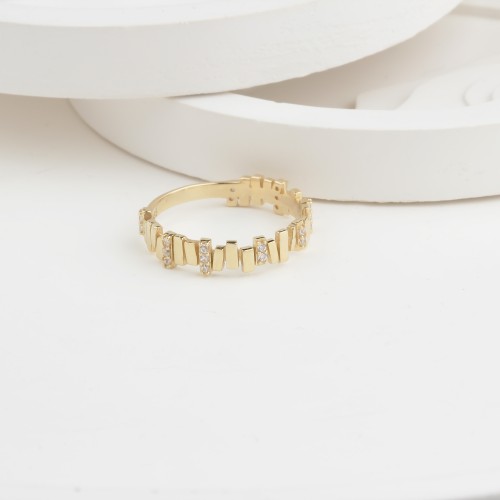 Glorria 14k Solid Gold Stone-Set Asymmetrical Ring