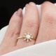 Glorria 14k Solid Gold Stone-Set Enamel Flower Ring