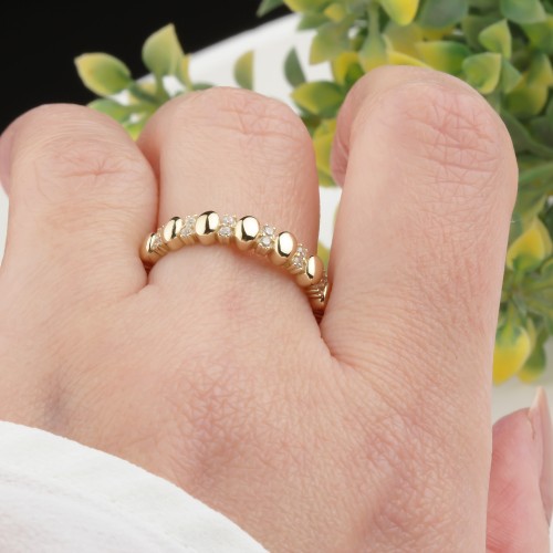 Glorria 14k Solid Gold Stone-Set Dome Ring