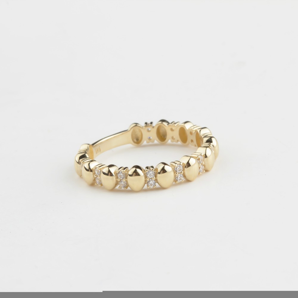 Glorria 14k Solid Gold Stone-Set Dome Ring