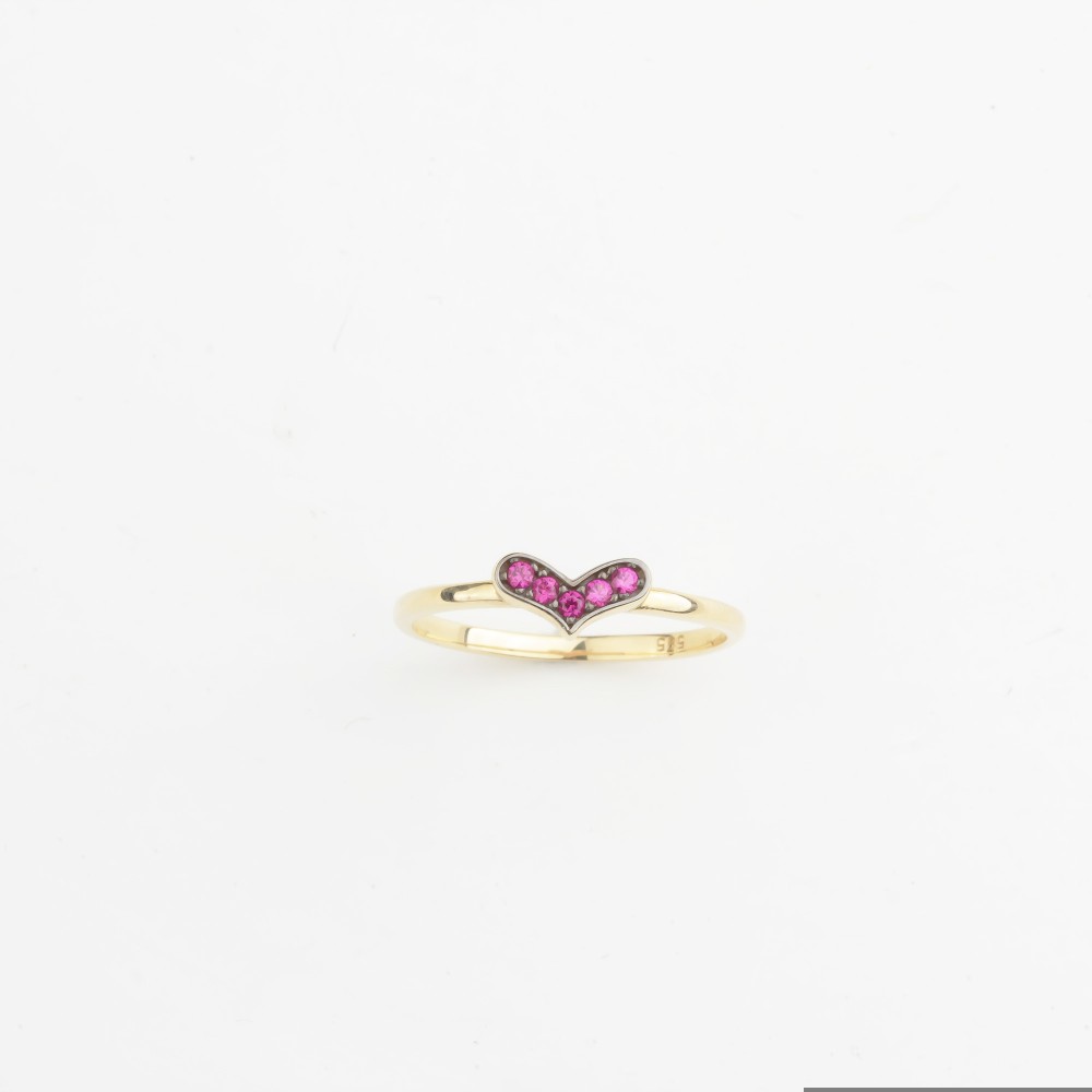 Glorria 14k Solid Gold Pink Stone Heart Ring