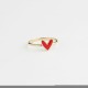 Glorria 14k Solid Gold Red Enamel Heart Ring