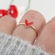 Glorria 14k Solid Gold Red Enamel Heart Ring