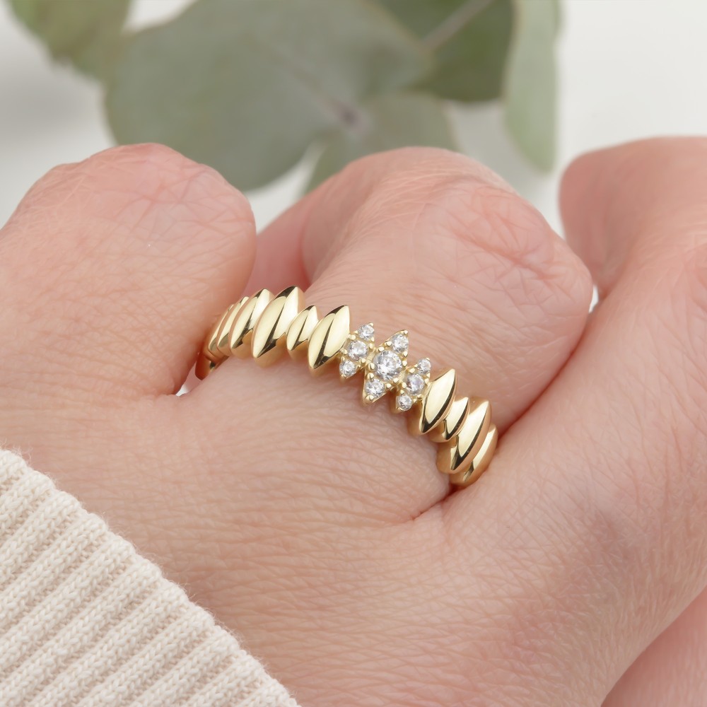 Glorria 14k Solid Gold Stone-Set Marquise Ring