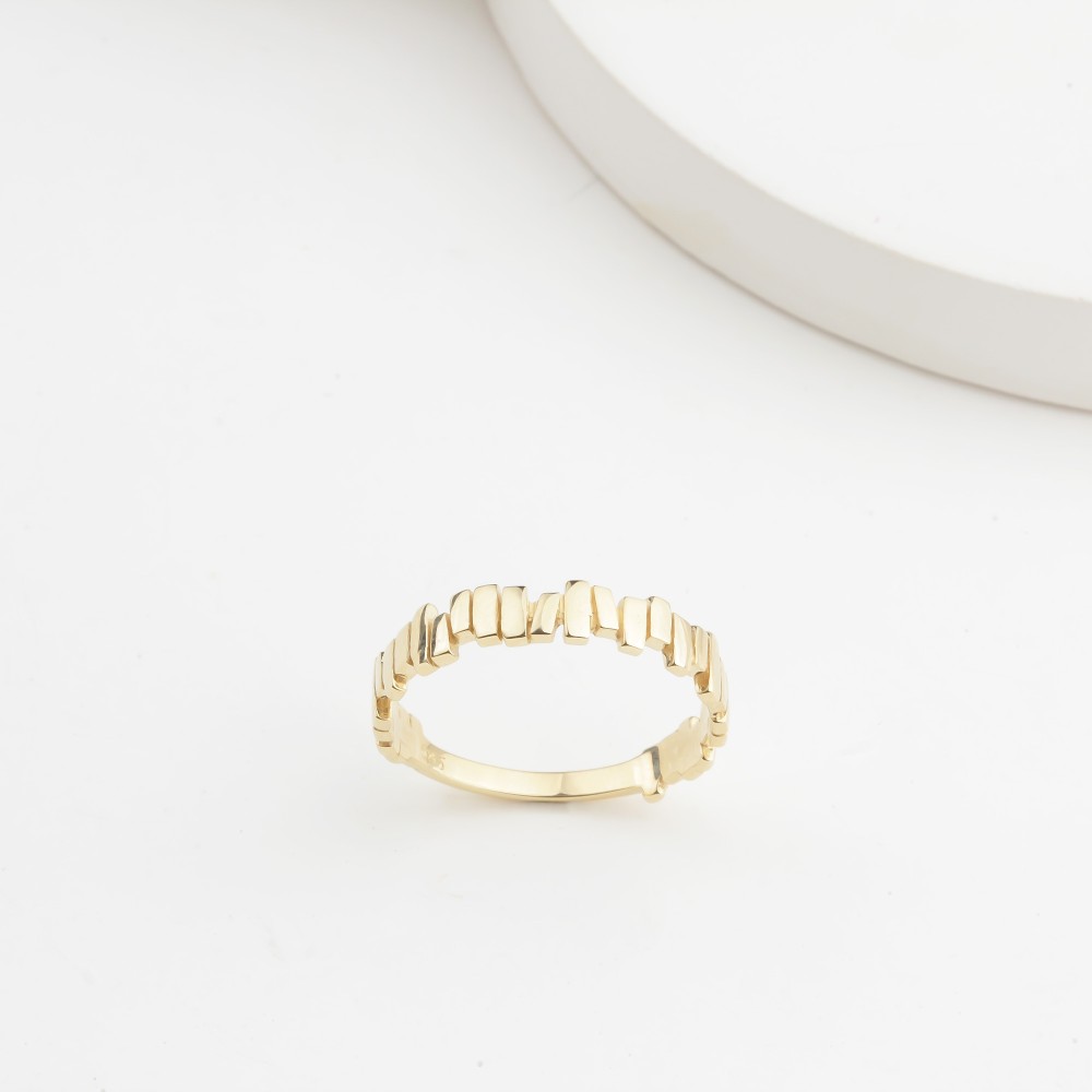 Glorria 14k Solid Gold Asymmetrical Ring