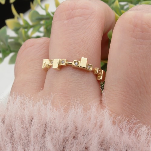 Glorria 14k Solid Gold Stone-Set Asymmetrical Ring