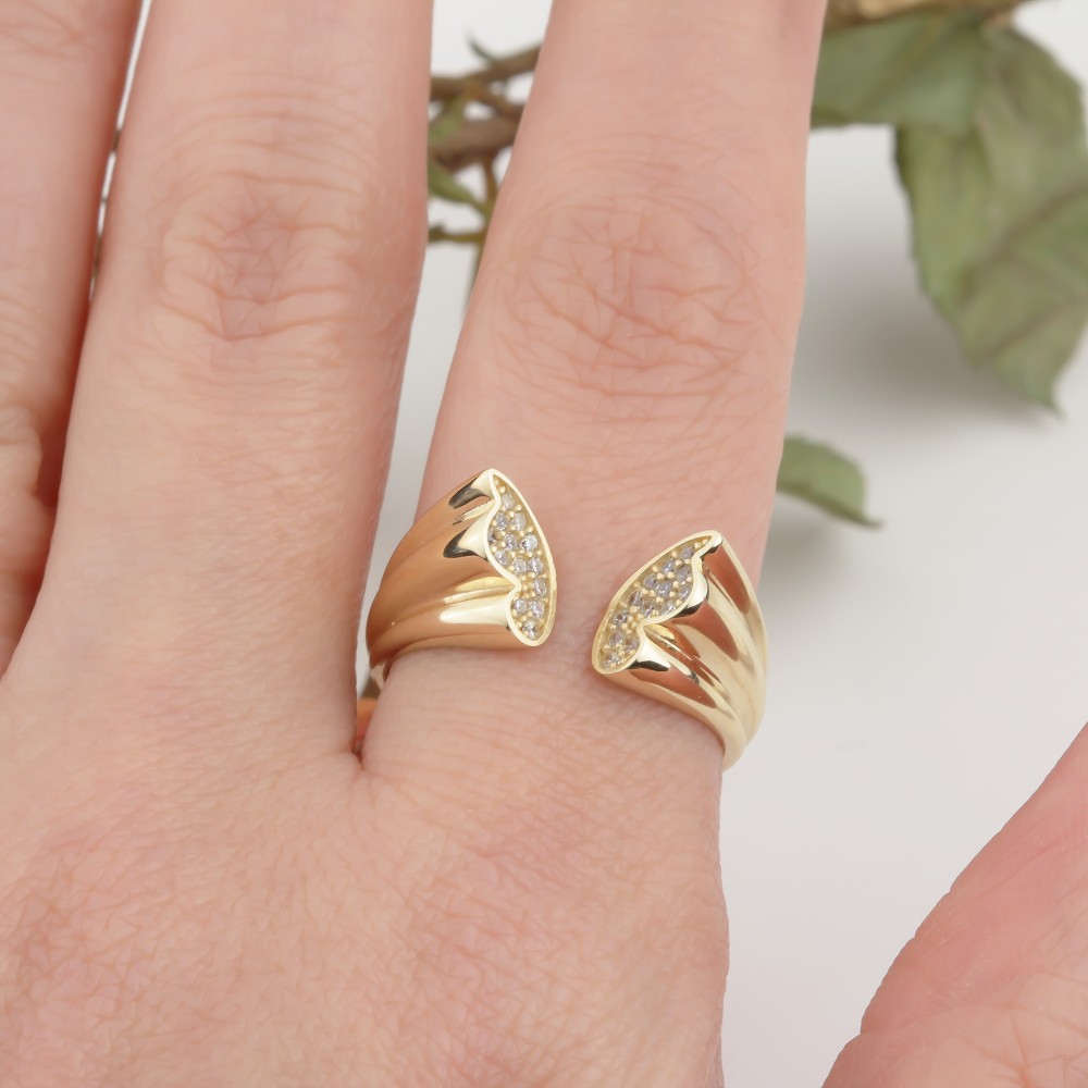 Glorria 14k Solid Gold Butterfly Ring