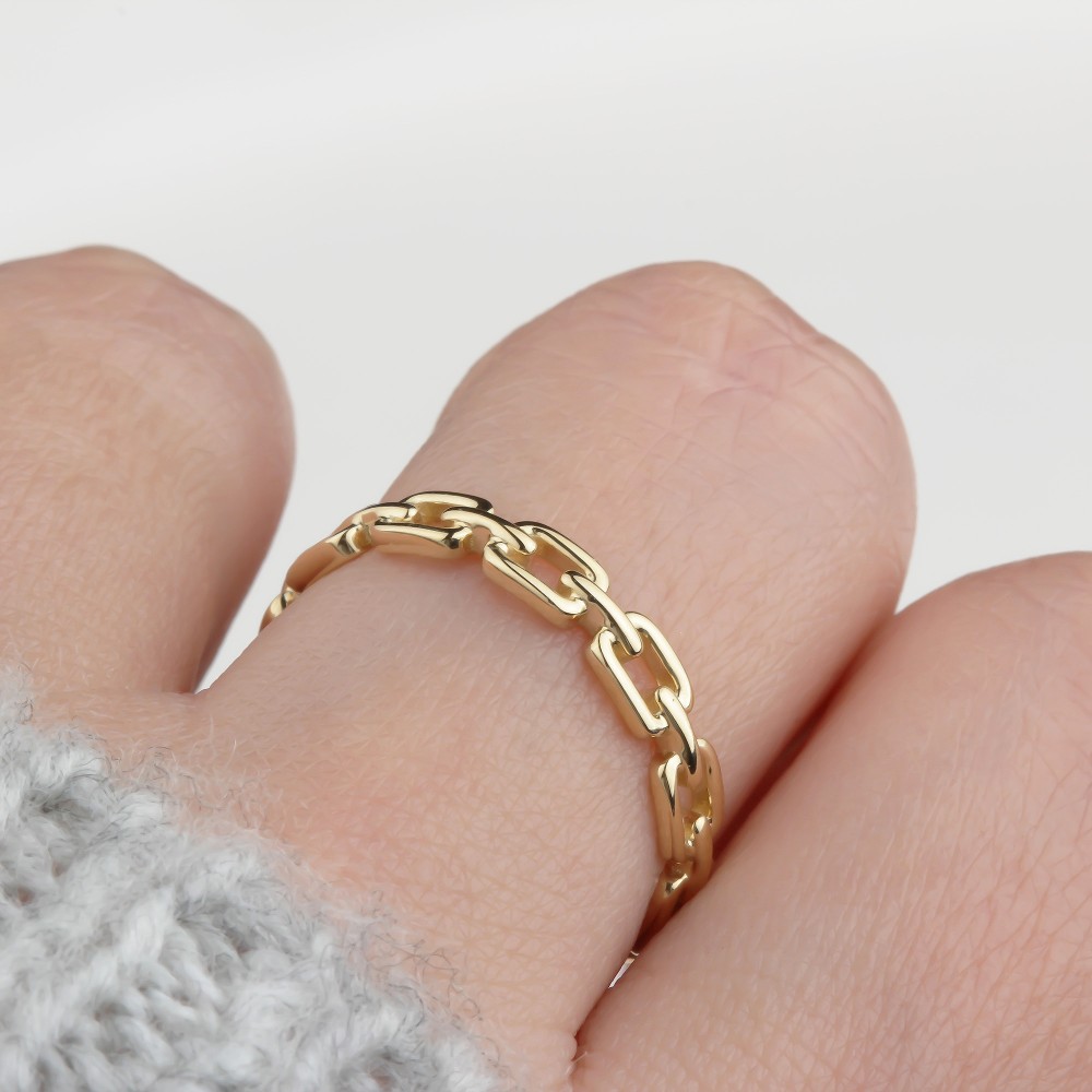 Glorria 14k Solid Gold Chain Ring