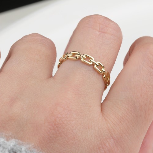 Glorria 14k Solid Gold Chain Ring