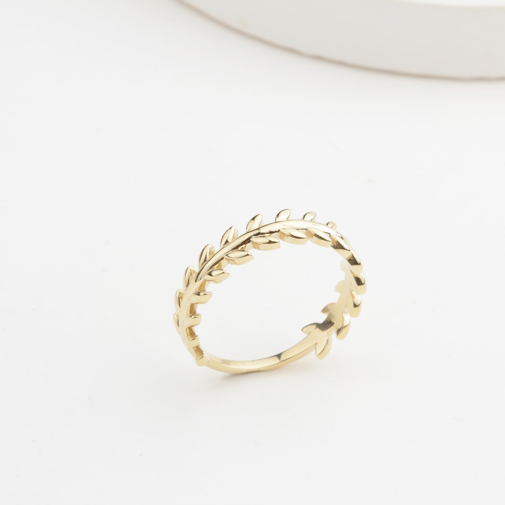 Glorria 14k Solid Gold Leaf Ring