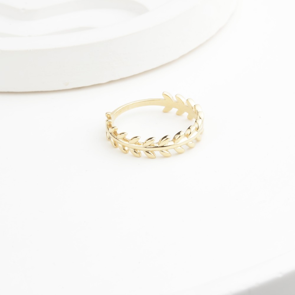 Glorria 14k Solid Gold Leaf Ring