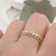 Glorria 14k Solid Gold Stone-Set Leaf Ring
