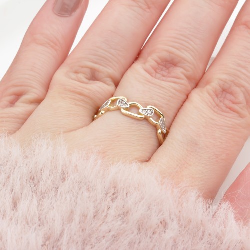 Glorria 14k Solid Gold Stone-Set Asymmetrical Ring