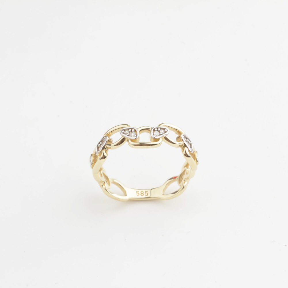 Glorria 14k Solid Gold Stone-Set Asymmetrical Ring