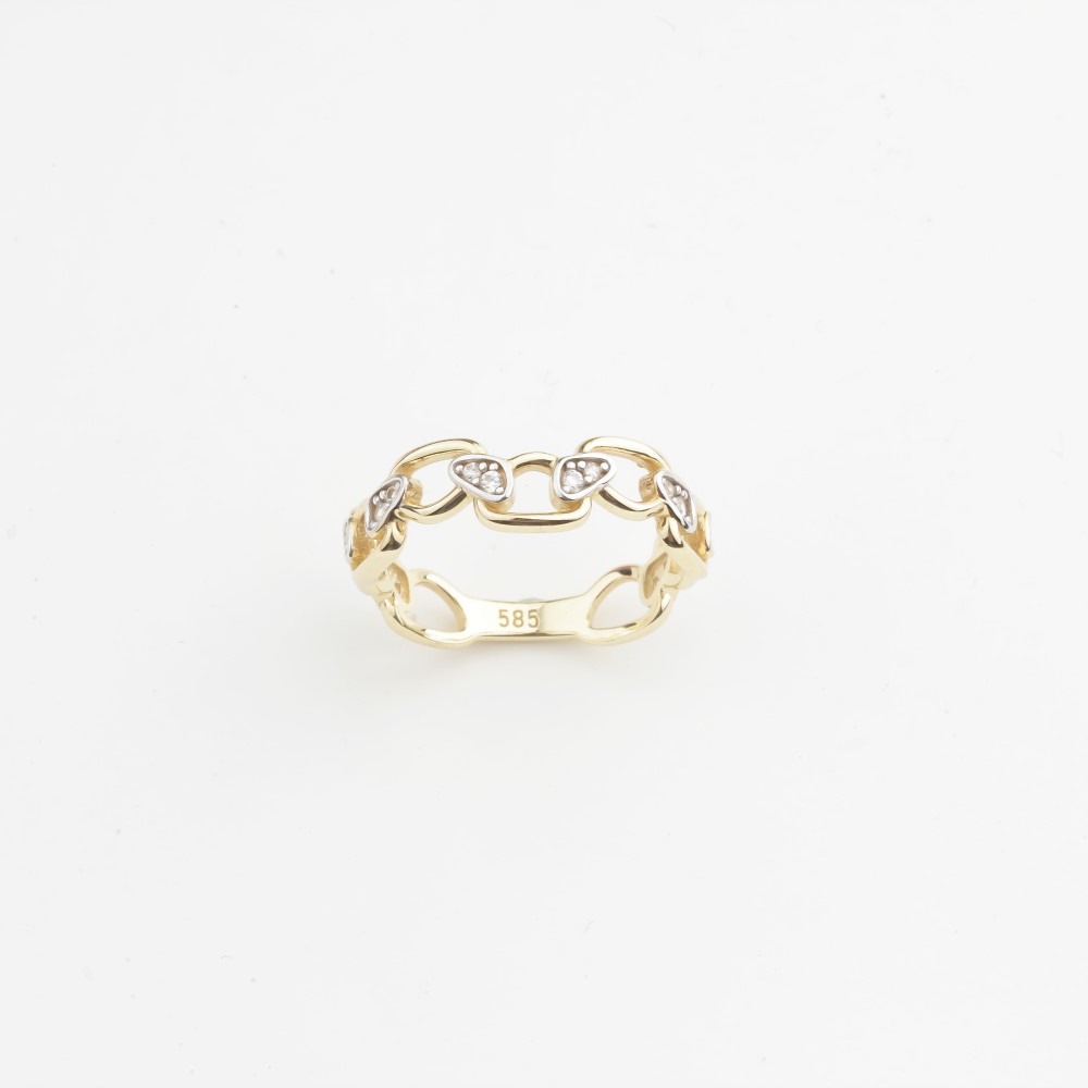 Glorria 14k Solid Gold Stone-Set Asymmetrical Ring
