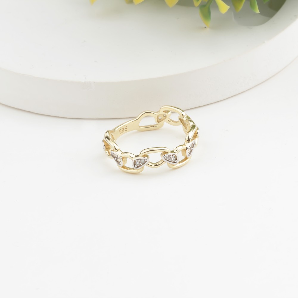 Glorria 14k Solid Gold Stone-Set Asymmetrical Ring