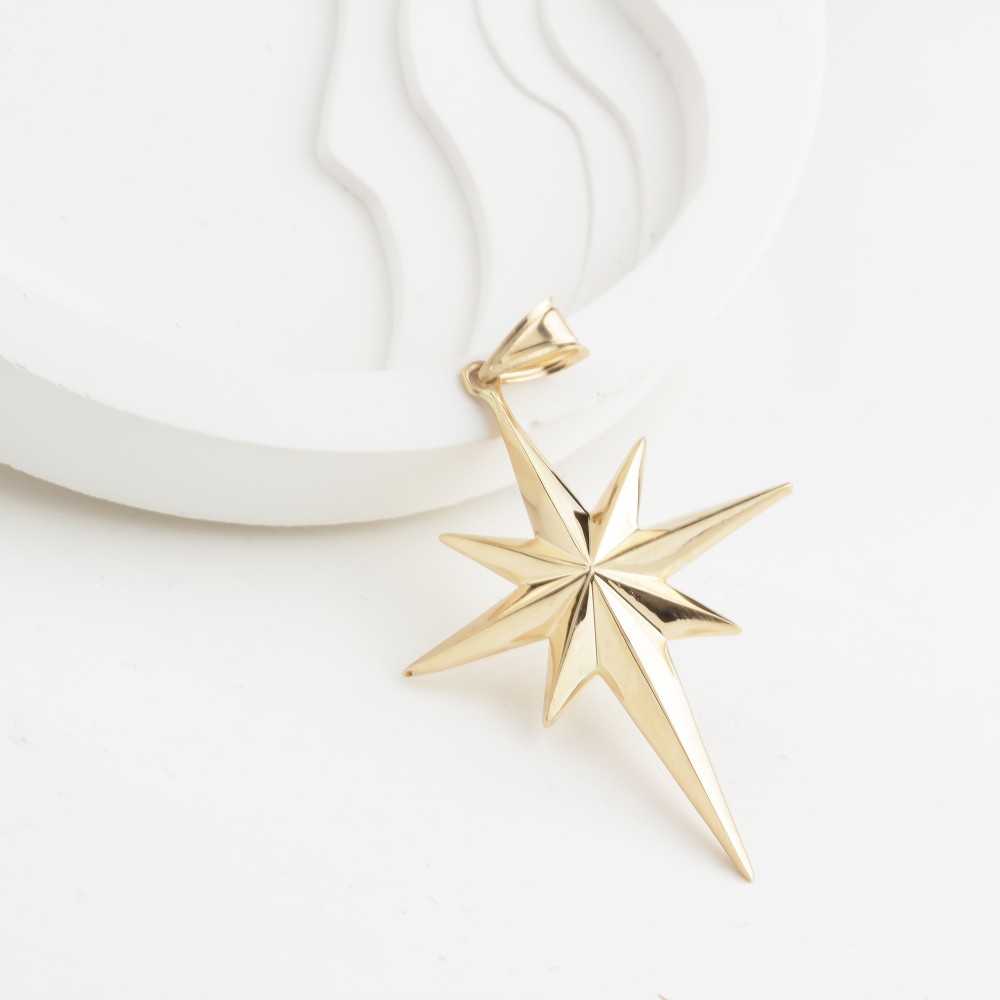 Glorria 14k Solid Gold North Star Pendant
