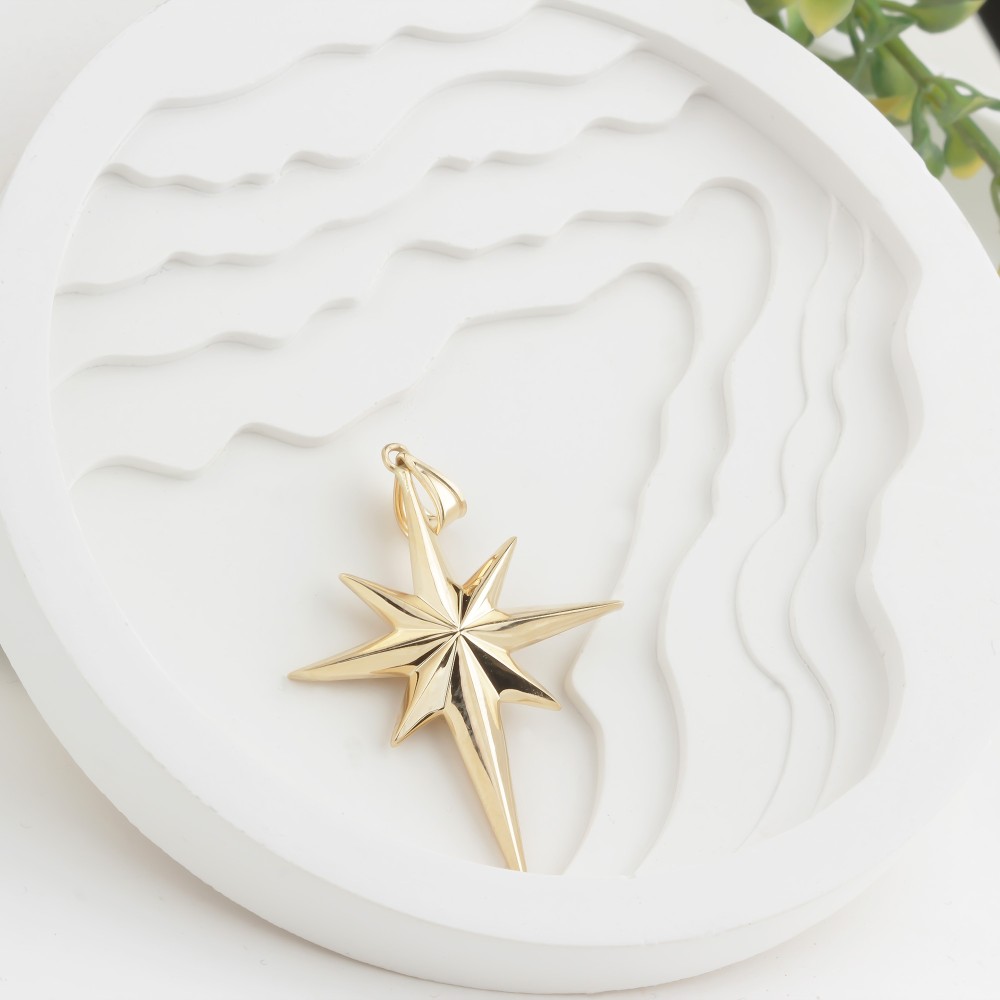 Glorria 14k Solid Gold North Star Pendant
