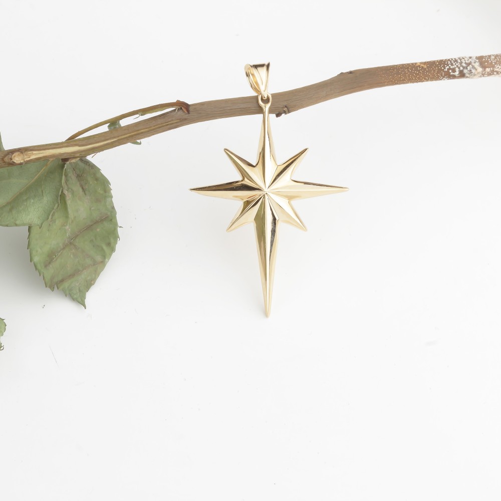 Glorria 14k Solid Gold North Star Pendant
